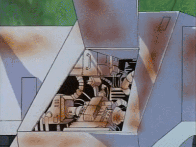Rusty parts fly from the ThunderTank's open engine compartment as Panthro, Lion-O and Ro-Bear Bill shrug.